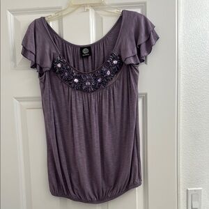 Purple Embellished Women's Top